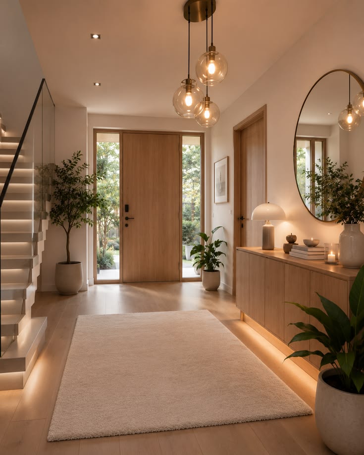 Vastu entrance foyer interior design Gurgaon north wall mirror Lakkadworks