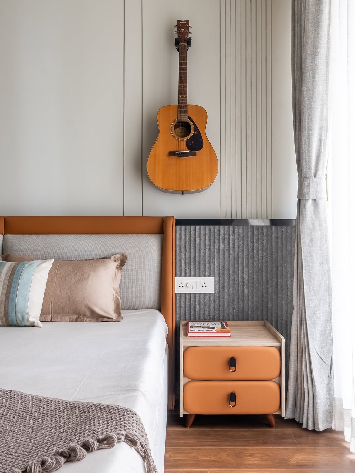 Interior Designers - DLF Platinum Towers project bedroom bedside area