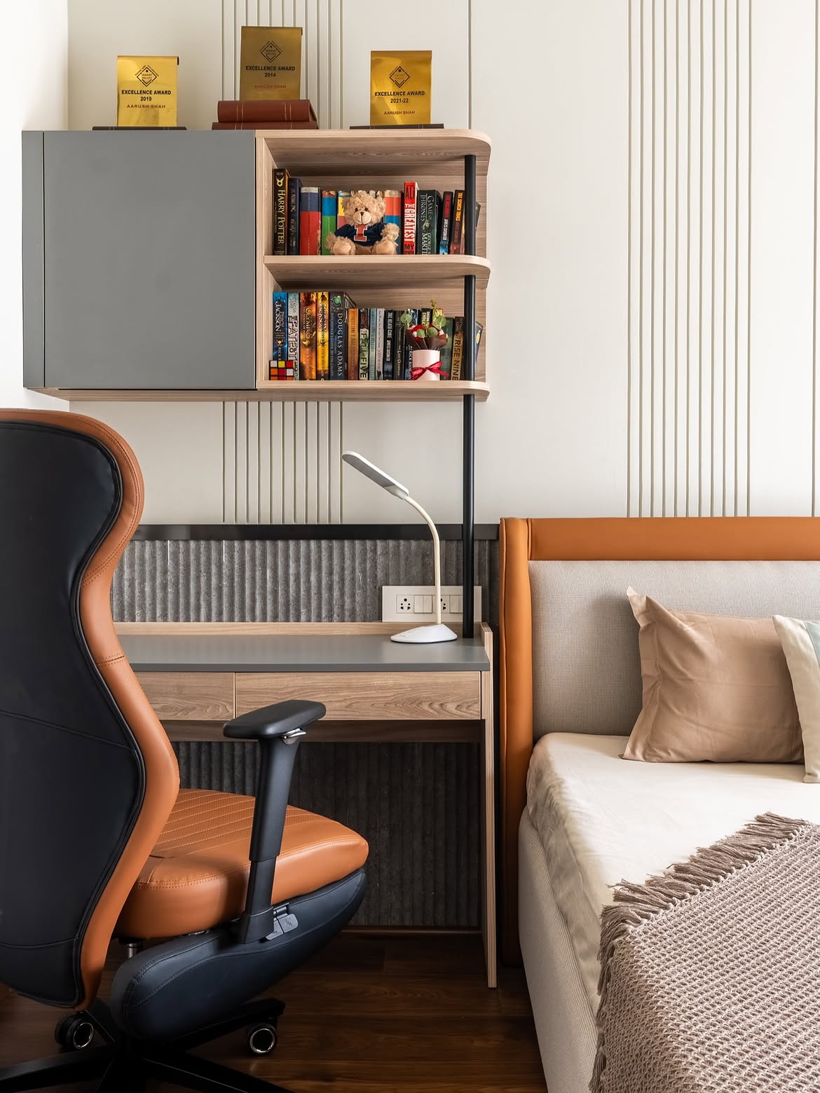 Interior Designers - DLF Platinum Towers project bedroom study desk area