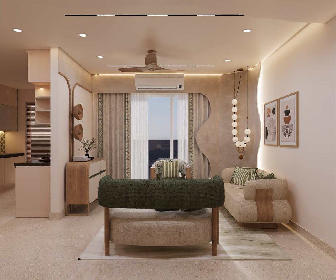 Interior designers - Tulip Yellow project living room seating view