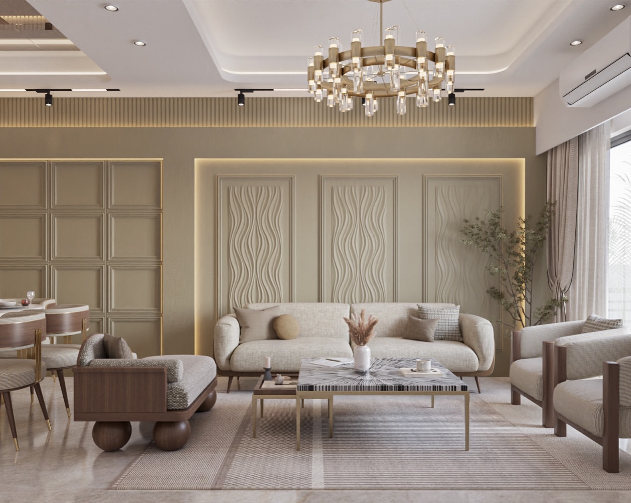 Interior designers in Gurgaon - SS Linden, Sector 82 project featuring a modern luxury living room design