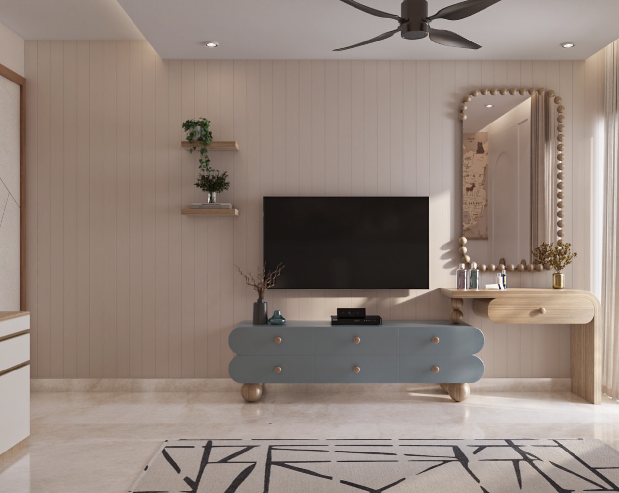 Interior designers in Gurgaon - SS Linden, Sector 82 project kids bedroom media unit