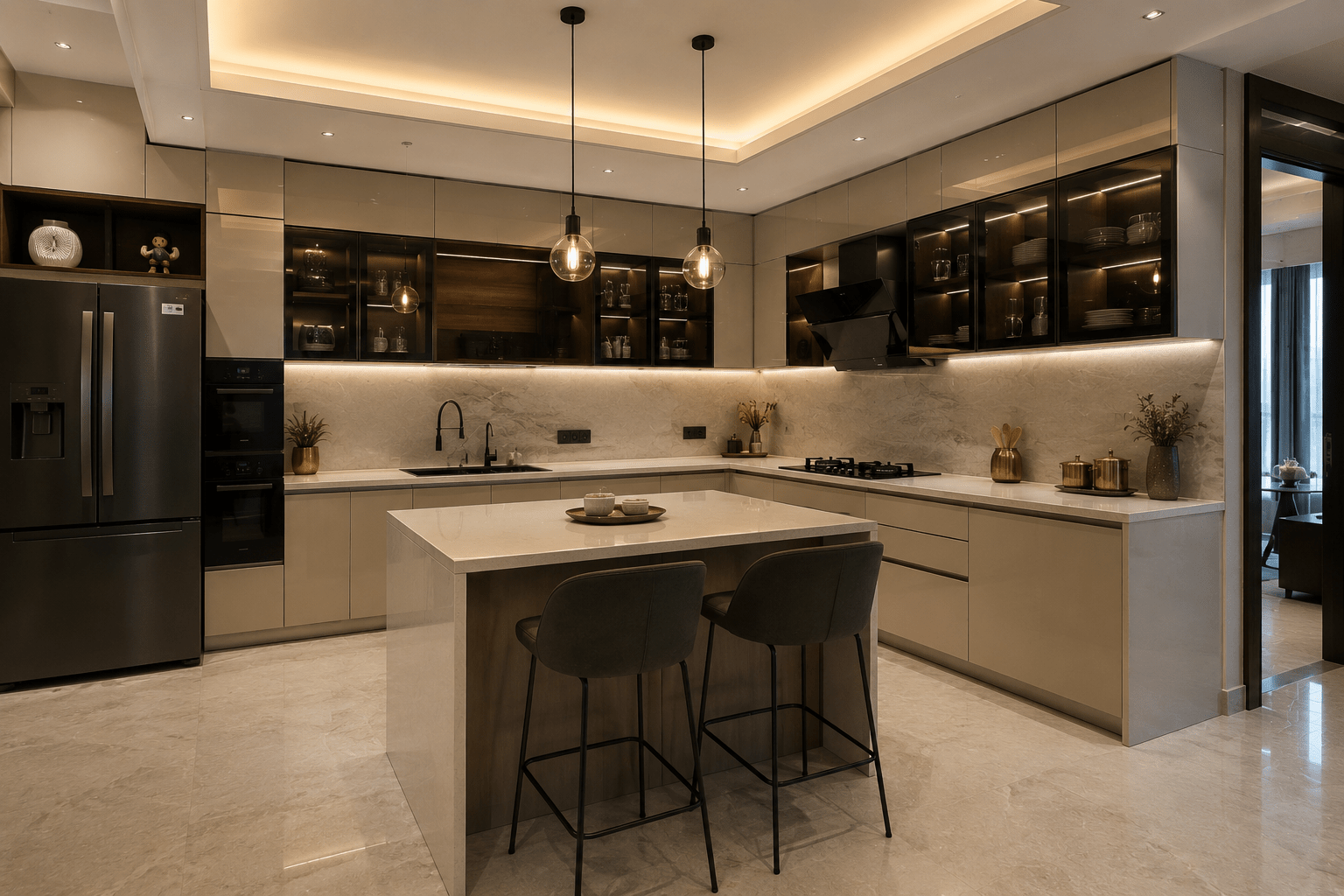 Top 10 Interior Designers in Gurgaon 5 Premium modular kitchen interior design Gurgaon — DLF Phase 5 apartment at ₹35–60 lakh project range