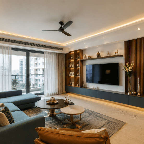 Top 10 Interior Designers in Gurgaon 11 Top interior designers in Gurgaon — premium living room interior by Lakkadworks, DLF Phase 4 Gurgaon