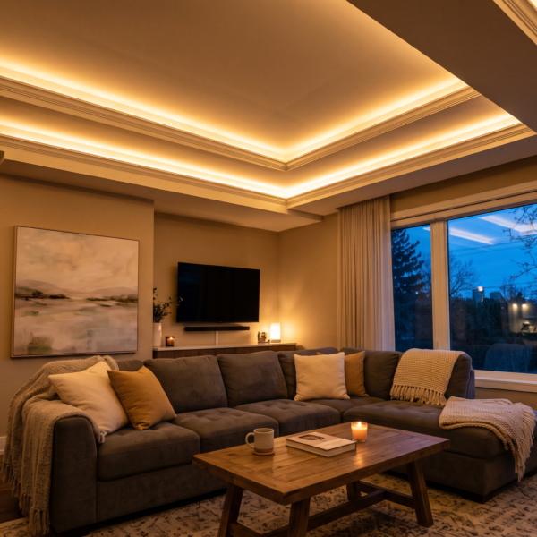 False ceiling design ideas for living room with cove lighting