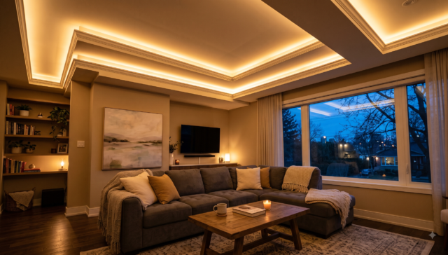 False ceiling design ideas for living room with cove lighting