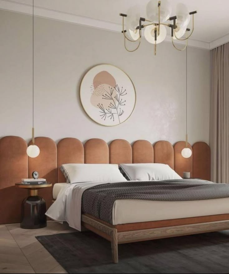 Hand-painted mural or custom wall art in a bedroom