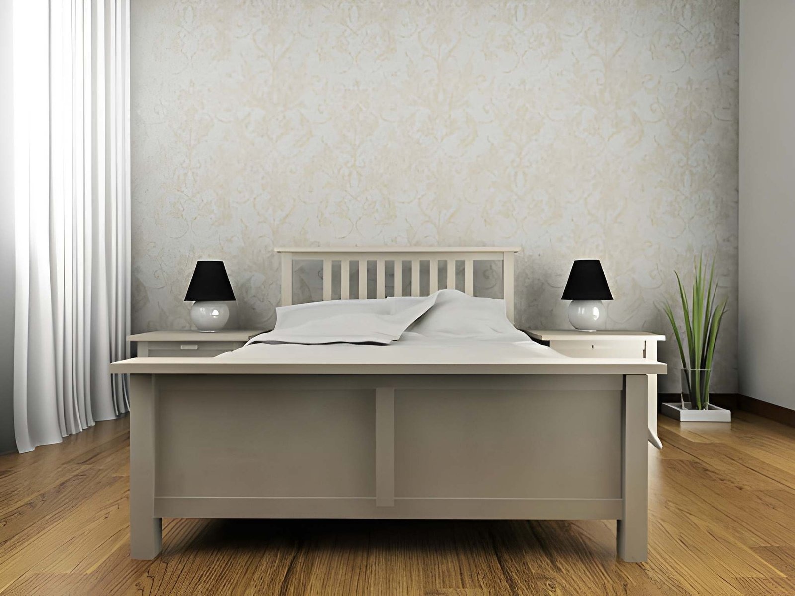 Wallpaper accent wall in a bedroom